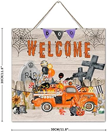 Halloween Spooky Boo Welcome Wall Art Sign 12x12 Inch