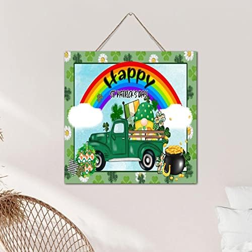 St Patricks Day Green Shamrock Gnomes Wall Decor Sign