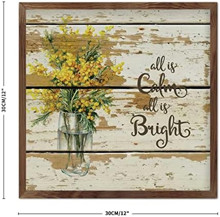Modern Framed Wall Decor 12x12 Wood Plank Sign with Quotes