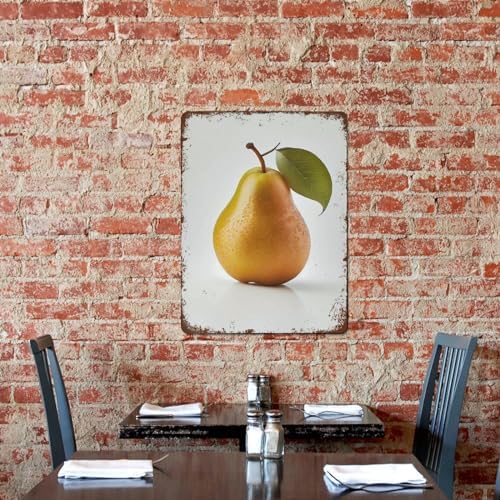 Yellow Pear Fruit Farmhouse Wall Art Metal Plaque