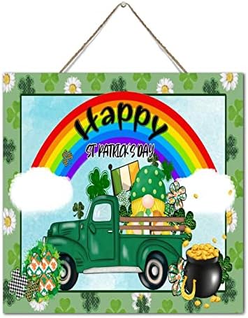 St Patricks Day Green Shamrock Gnomes Wall Decor Sign