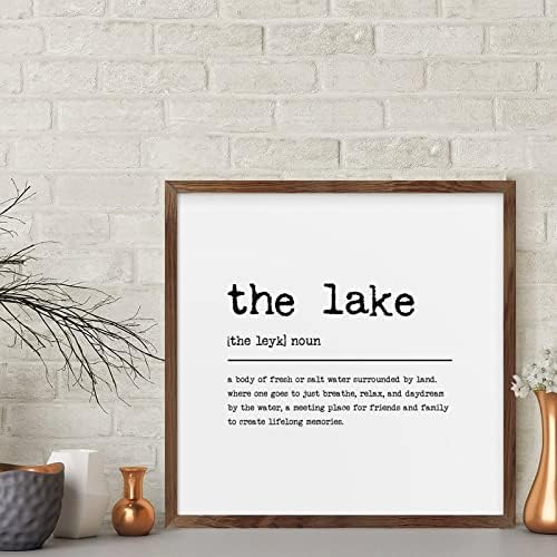 The Lake Framed Wood Sign Home Decor 12x12