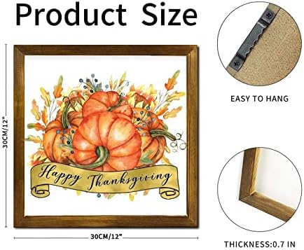 Happy Thanksgiving Framed Wooden Wall Art Sign 12x12