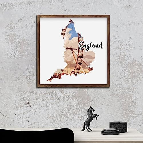 Distressed Wood Framed England Wall Decor Sign