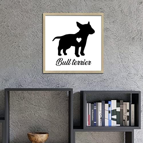 Bull Terrier Dog Silhouette Wooden Sign Wall Decor