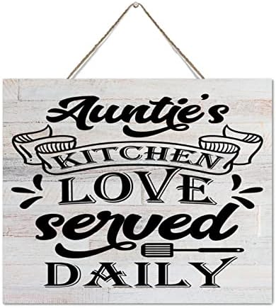 Aunties Kitchen Love Served Daily Wall Art Sign