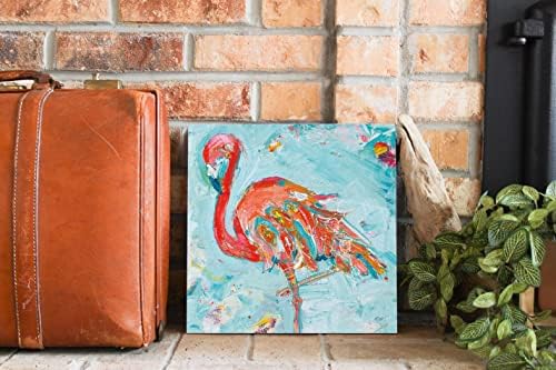 Flamingo Bright Wood Plaque 12x12 Wall Hanging