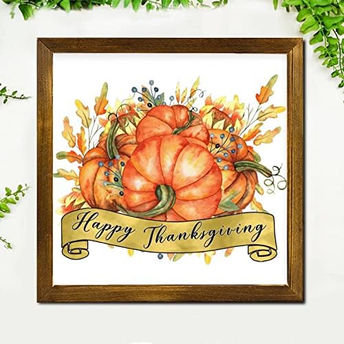 Happy Thanksgiving Framed Wooden Wall Art Sign 12x12