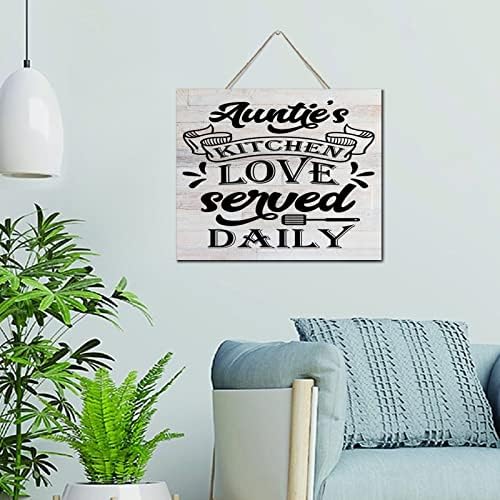 Aunties Kitchen Love Served Daily Wall Art Sign