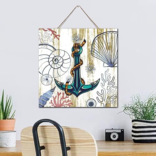 Rustic Wooden Nautical Anchor Wall Decor 12x12 Inch