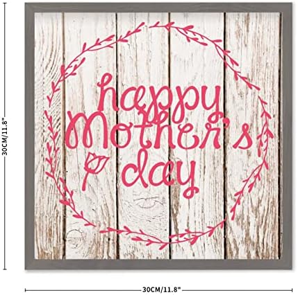 Happy Mothers Day Sign 12x12 Charcoal Rustic Wood Frame