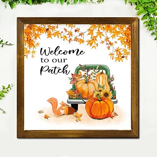 Welcome to Our Patch Green Truck Wooden Wall Sign