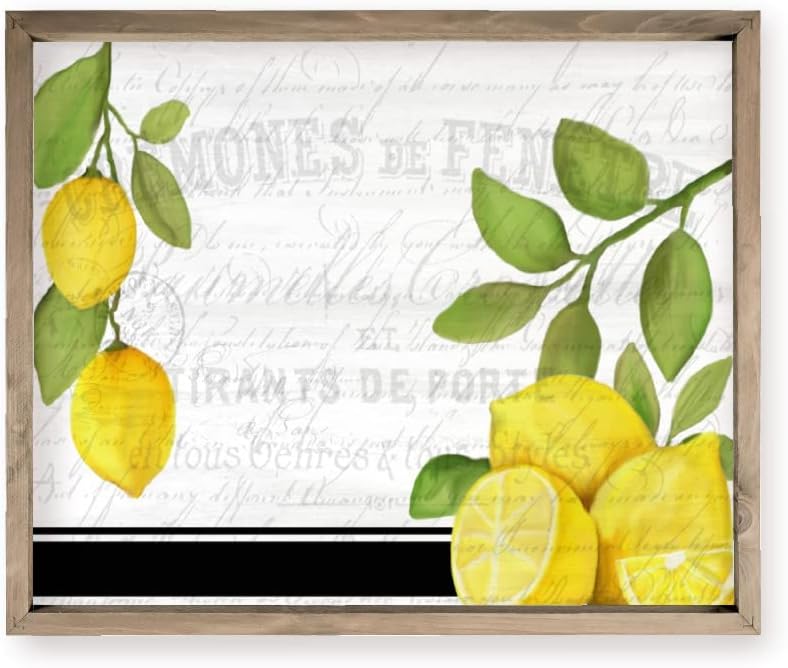 Fresh Lemons Wood Wall Decor Sign Frame 12x15
