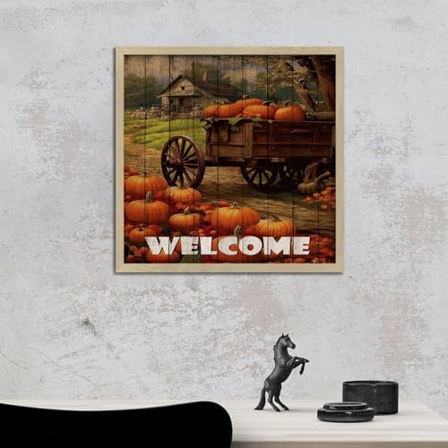 Welcome Framed Wood Sign 12x12in Modern Wall Decor