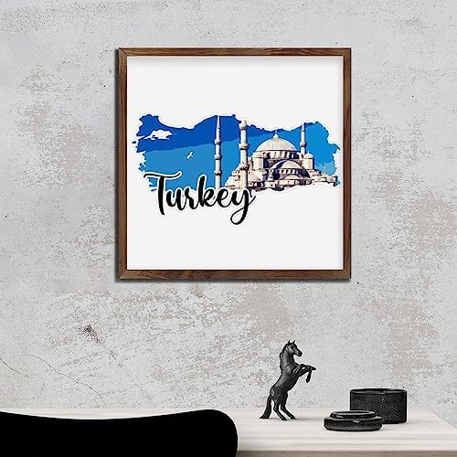 Rustic Framed Wooden Turkey Wall Decor Sign