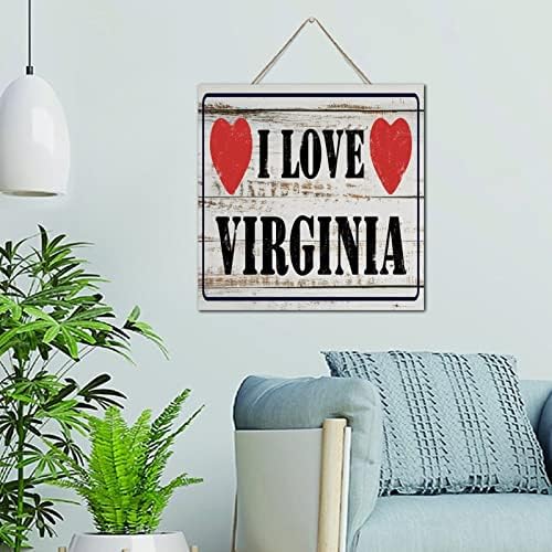 Autravelco I Love Virginia Wood Sign 12x12 Inch