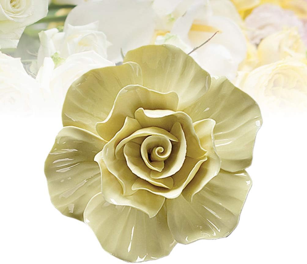 HEALLILY 3D Ceramic Wall Hanging Rose Sculpture