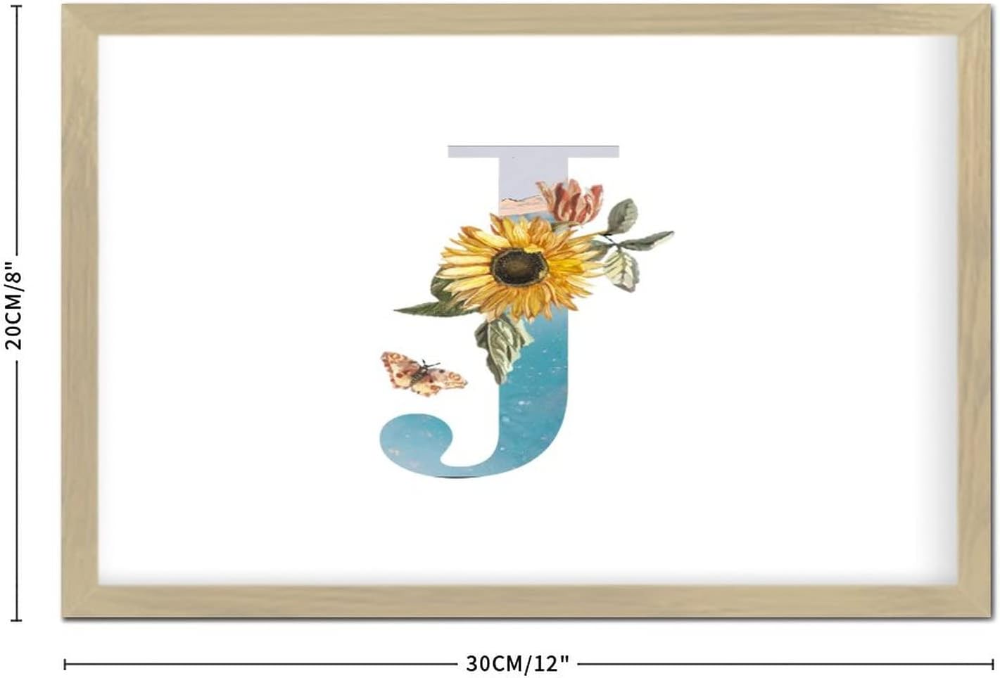 Funny Wood Framed Sign with Monogram Initial J 8x12in
