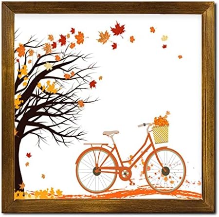 Fall Maple Leaves Wooden Framed Wall Sign 12x12 Inch