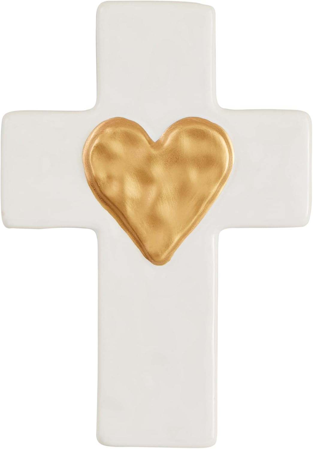 Mud Pie Ceramic and Gold Heart Cross 6x4