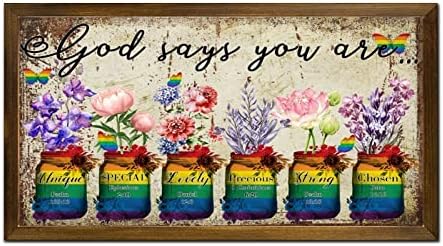 LGBTQ Pride Wood Framed Wall Art Sign 12x22 In
