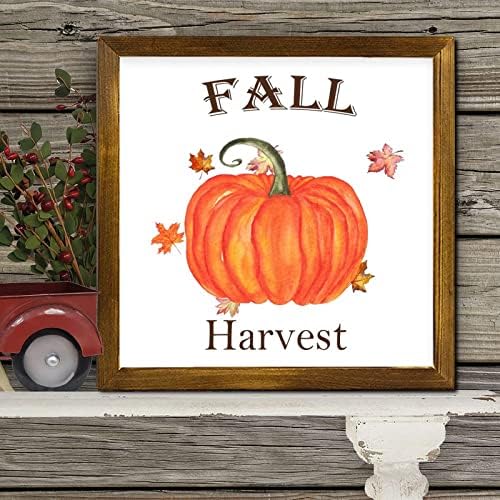 Fall Harvest Wooden Framed Sign 12x12 Inch