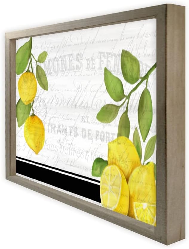Fresh Lemons Wood Wall Decor Sign Frame 12x15