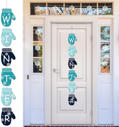 Winter Christmas Door Sign Wooden Glove Decor