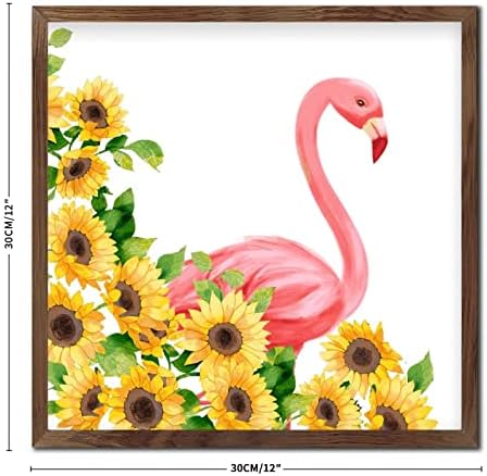 Hello Summer Flamingo Sunflower Wall Decor Sign