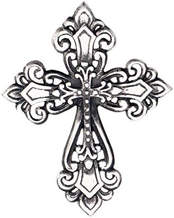 Ardour Antique Silver and Black Wall Cross Home Decor