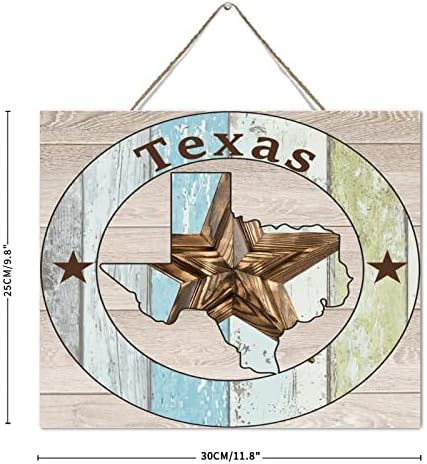Autravelco Texas Lone Star Wood Wall Sign 10x12 Inch 1
