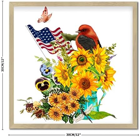 4th of July Patriotic Wall Decor Sign with Wood Frame