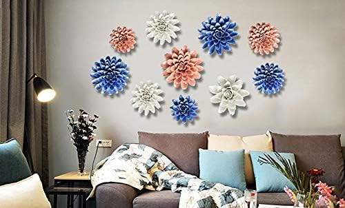 Peony Ceramic Flower Wall Decor Blue 3D