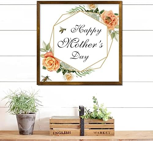 Mothers Day Wood Frame Sign with Floral Wreath 1
