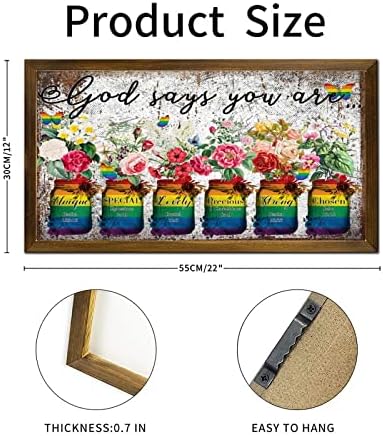LGBTQ Inspirational Framed Wood Wall Sign 12x22 In