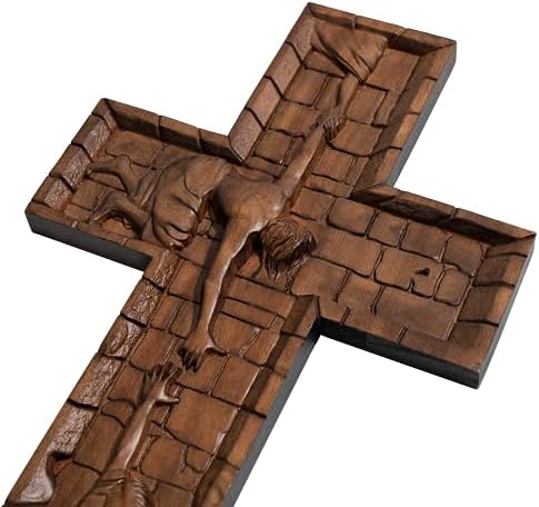 BGCOPPER 10 Inch Wooden Wall Cross with Hook