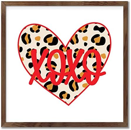XOXO Leopard Heart Farmhouse Wood Sign 12x12
