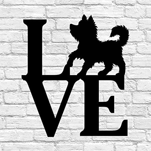 Love Metal Word with Dog Cutout Rustic Farmhouse Metal Sign Wall Art