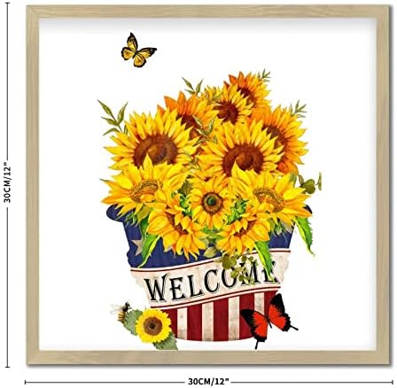Welcome Sunflower American Memorial Day Wall Decor Sign 12x12in