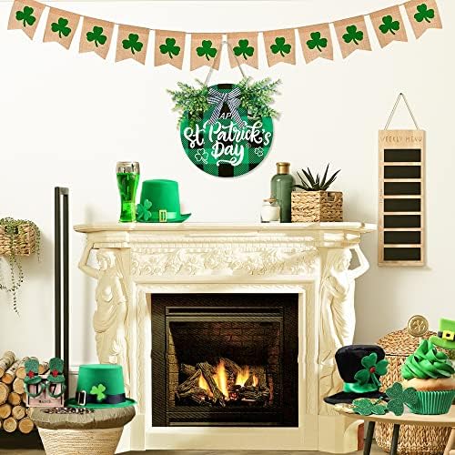 St Patricks Day Buffalo Plaid Wooden Door Sign