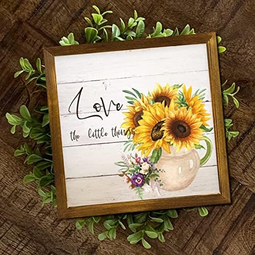 Love The Little Things Wooden Framed Spring Sunflower Wall Decor