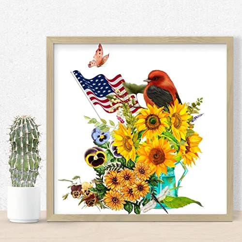 4th of July Patriotic Wall Decor Sign with Wood Frame