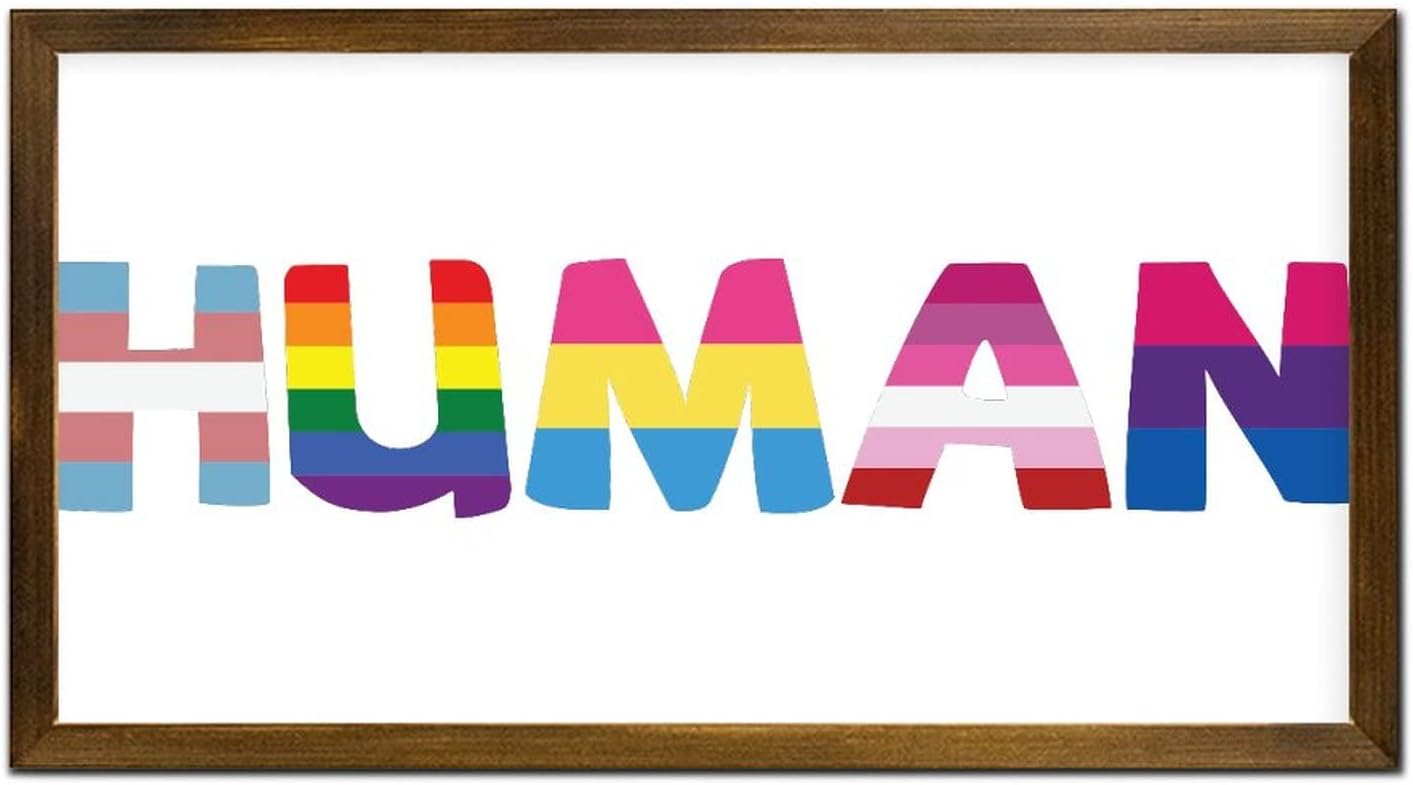 LGBT Pride Framed Wood Sign 12x22 Inches