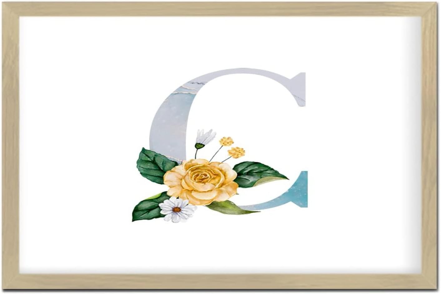 Blue Monogram Initial Letter C Framed Wall Art Sign 1