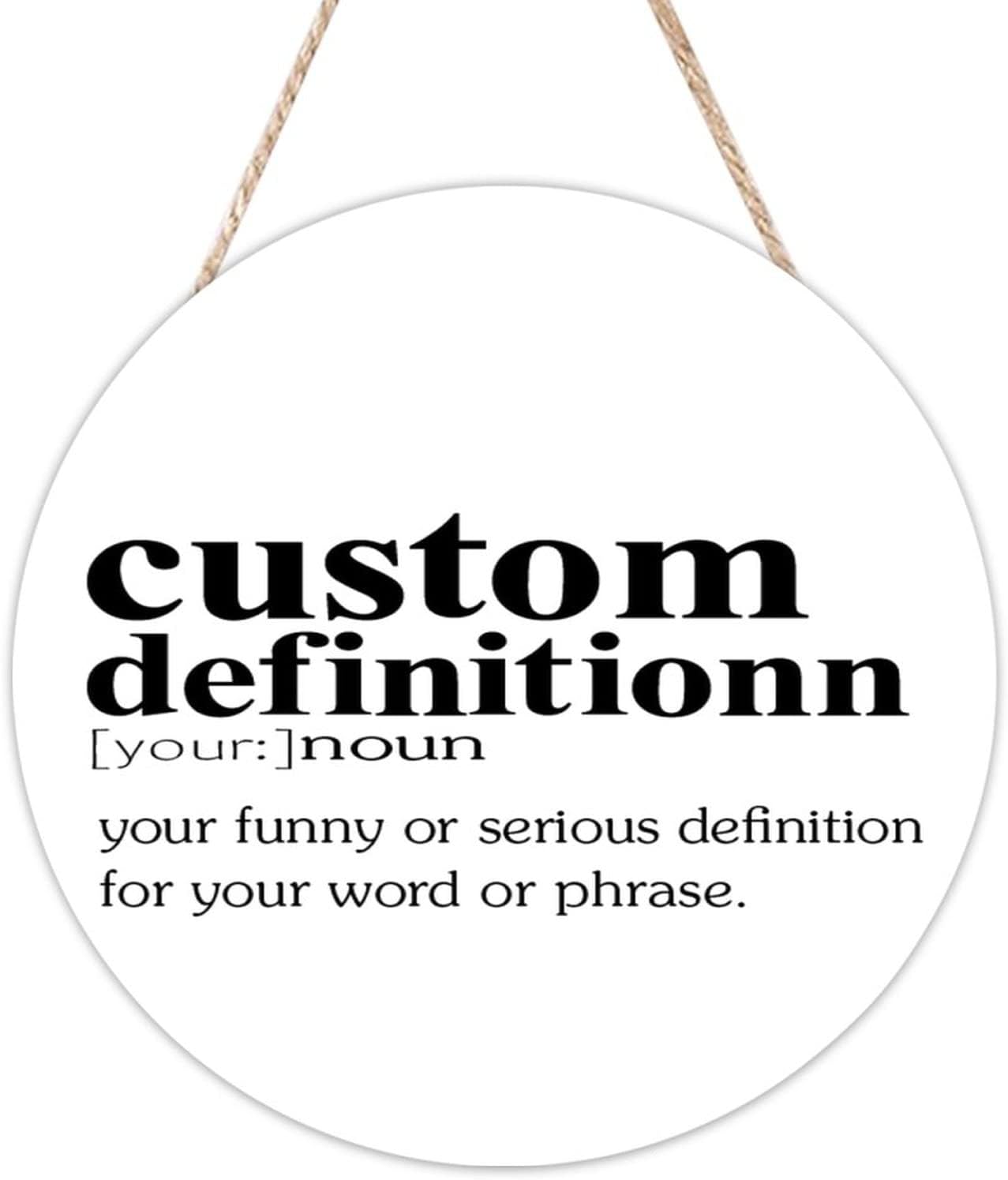 Funny Noun Dictionary Custom Round Wood Wall Sign