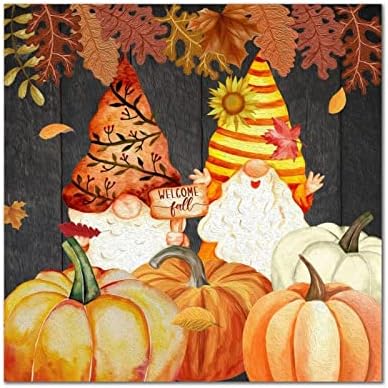 Welcome Fall Gnome Wooden Wall Sign 14x14in