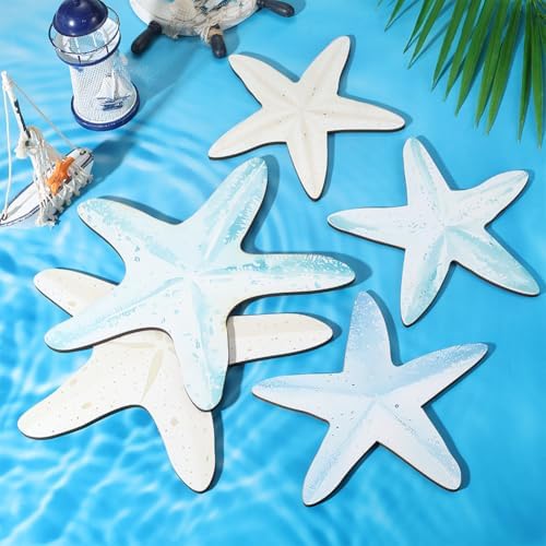CREATCABIN 5pcs Wood Starfish Wall Decor Set