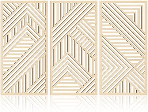 BINCUE 3D Geometry Wood Wall Art Decor 3 Panels