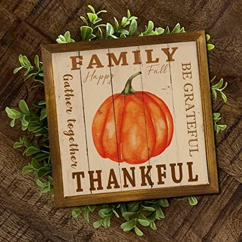 Grateful Family Gather Together Wooden Wall Sign 12x12 inch