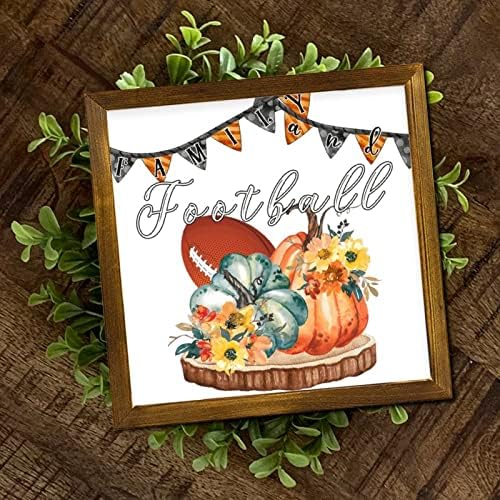 Family and Football Framed Wooden Sign 12x12 Inch